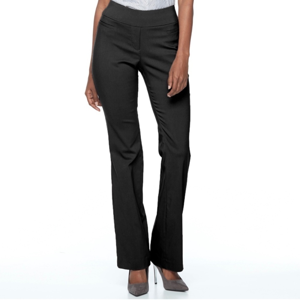 Apt. 9 Brynn Boot Cut Dress Pants Black Trousers Pull On Stretch Office  36x30.5